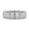 14K White Gold Satin Center With Groove Edge Band