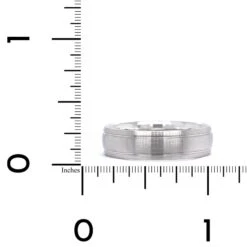 14K White Gold Satin Center With Groove Edge Band -Luxe Rings Shop GFB04625B