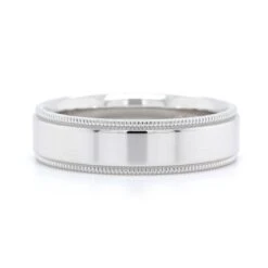 14K White Gold High Polished With Milgrain Edge Band -Luxe Rings Shop GFB04627 baac0419 4685 4d75 aaab 6c397ba17511