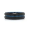 Black Tungsten With Blue Stripe Center Band 1 Black Tungsten With Blue Stripe Center Band -Luxe Rings Shop GFB04637