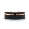 Black Tungsten With Rose Tungsten Stripe Band 1 Black Tungsten With Rose Tungsten Stripe Band -Luxe Rings Shop GFB04639