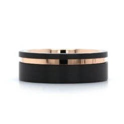Black Tungsten With Rose Tungsten Stripe Band