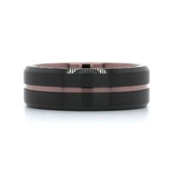 Black Tungsten With Brown Tungsten Stripe Band