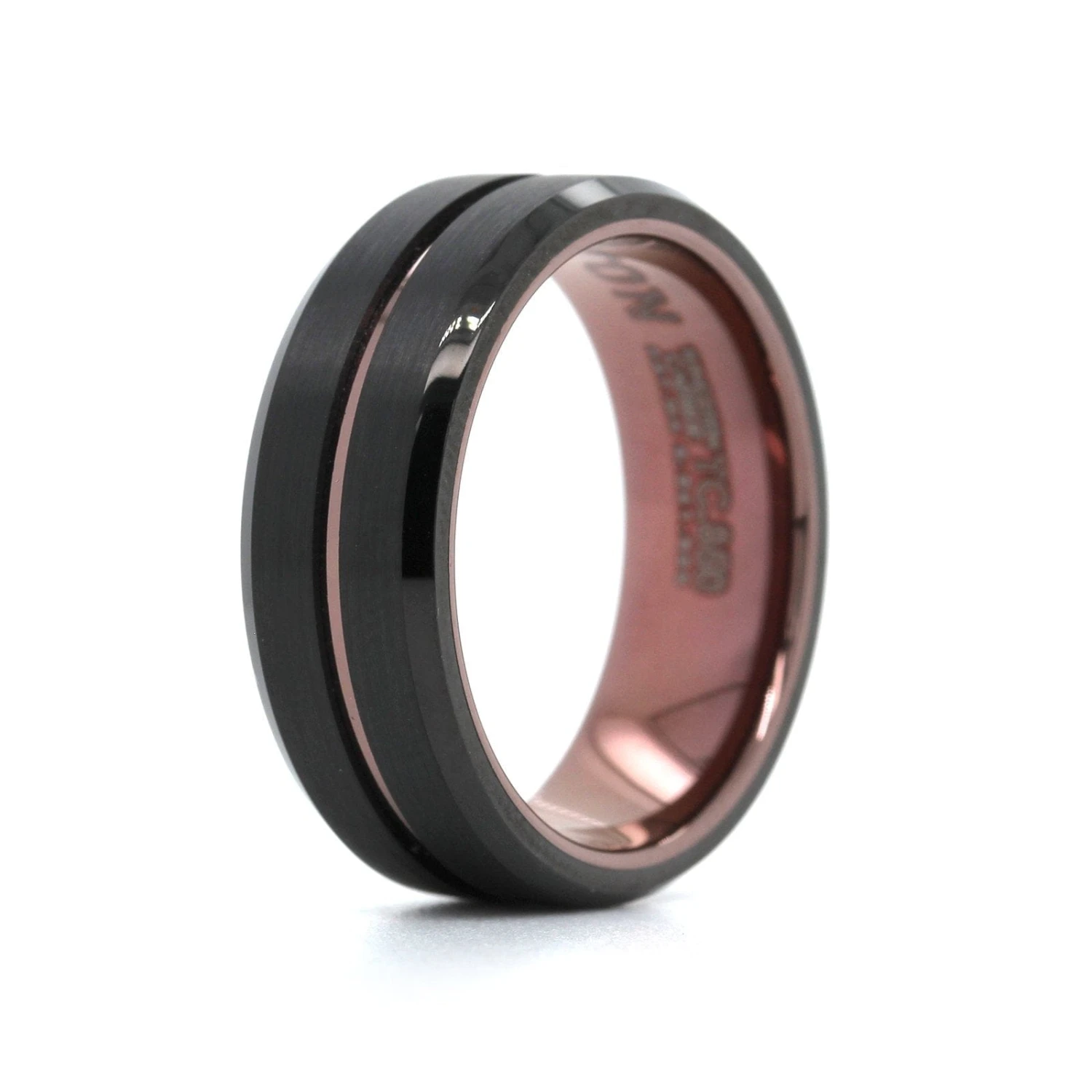 Black Tungsten With Brown Tungsten Stripe Band 4 Black Tungsten With Brown Tungsten Stripe Band - Image 2