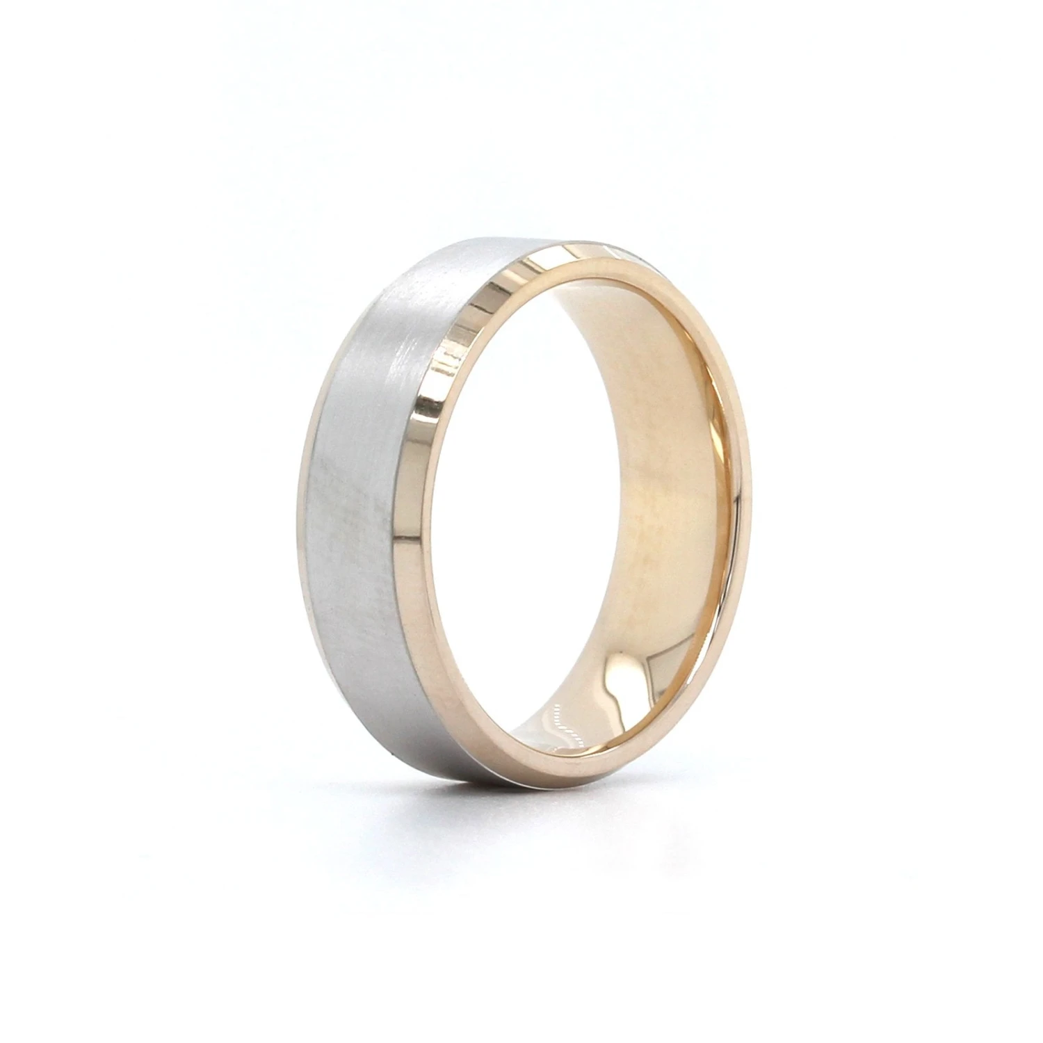 14K Two-Tone Satin Center Band 4 14K Two-Tone Satin Center Band - Image 2