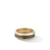Beveled Two Row Band Ring In 18K Yellow Gold With Pavé Black Diamonds -Luxe Rings Shop GGR0085