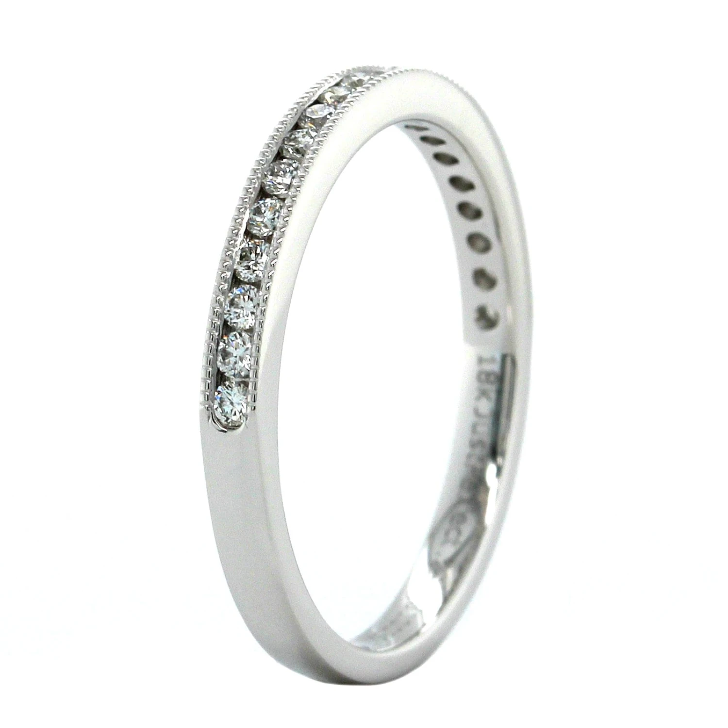 18K White Gold Channel Set Milgrain Diamond Band 4 18K White Gold Channel Set Milgrain Diamond Band - Image 2