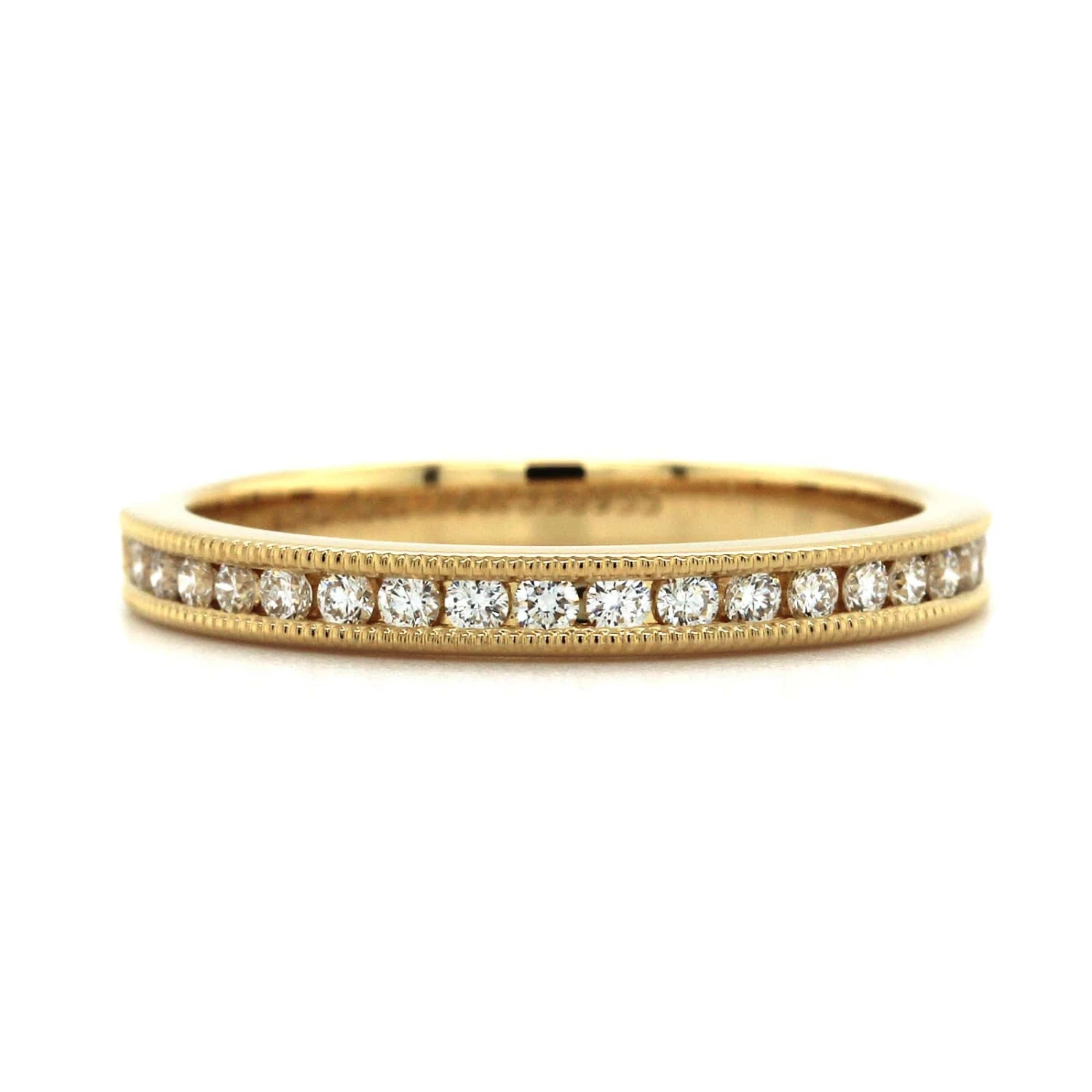 18K Yellow Gold Channel Set Milgrain Diamond Band 7 18K Yellow Gold Channel Set Milgrain Diamond Band - Image 5