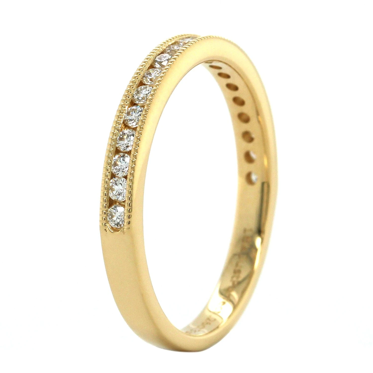 18K Yellow Gold Channel Set Milgrain Diamond Band 4 18K Yellow Gold Channel Set Milgrain Diamond Band - Image 2