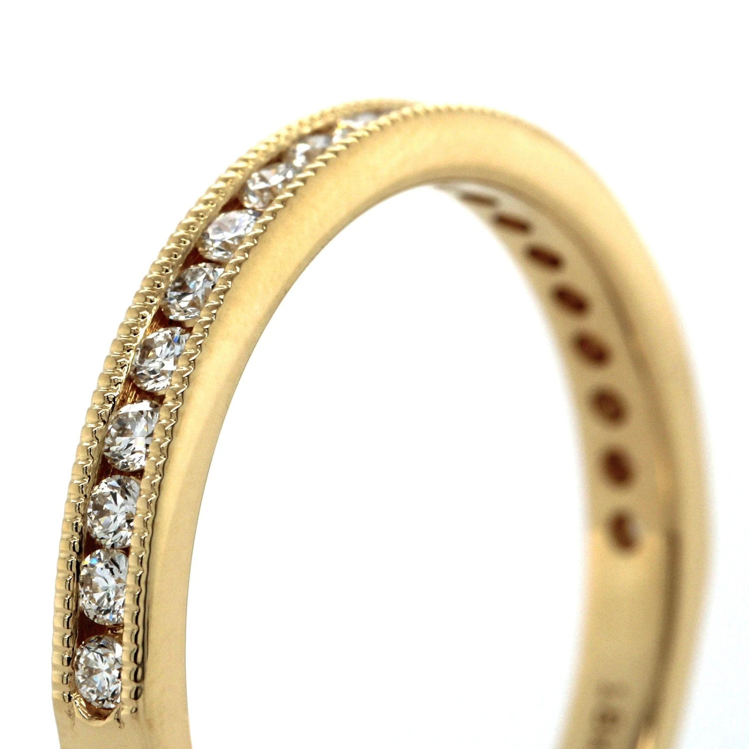 18K Yellow Gold Channel Set Milgrain Diamond Band 6 18K Yellow Gold Channel Set Milgrain Diamond Band - Image 4