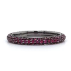 18K White Gold 3 Row Ruby Band