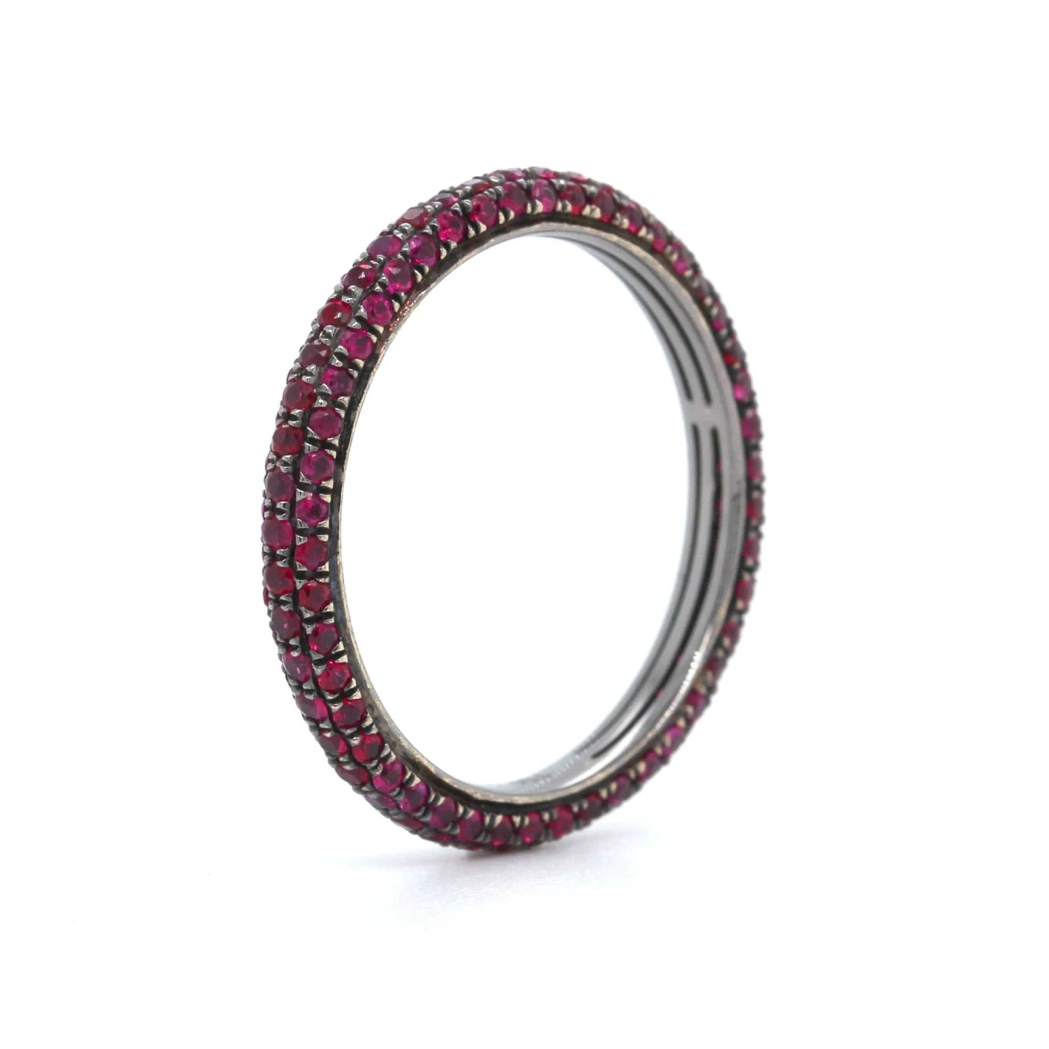 18K White Gold 3 Row Ruby Band 4 18K White Gold 3 Row Ruby Band - Image 2