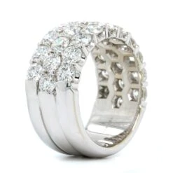 18K White Gold Three-Row Shared Prong Diamond Band -Luxe Rings Shop LDB2834B