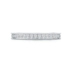 Platinum Shared Prong With Beaded Edges Diamond Band