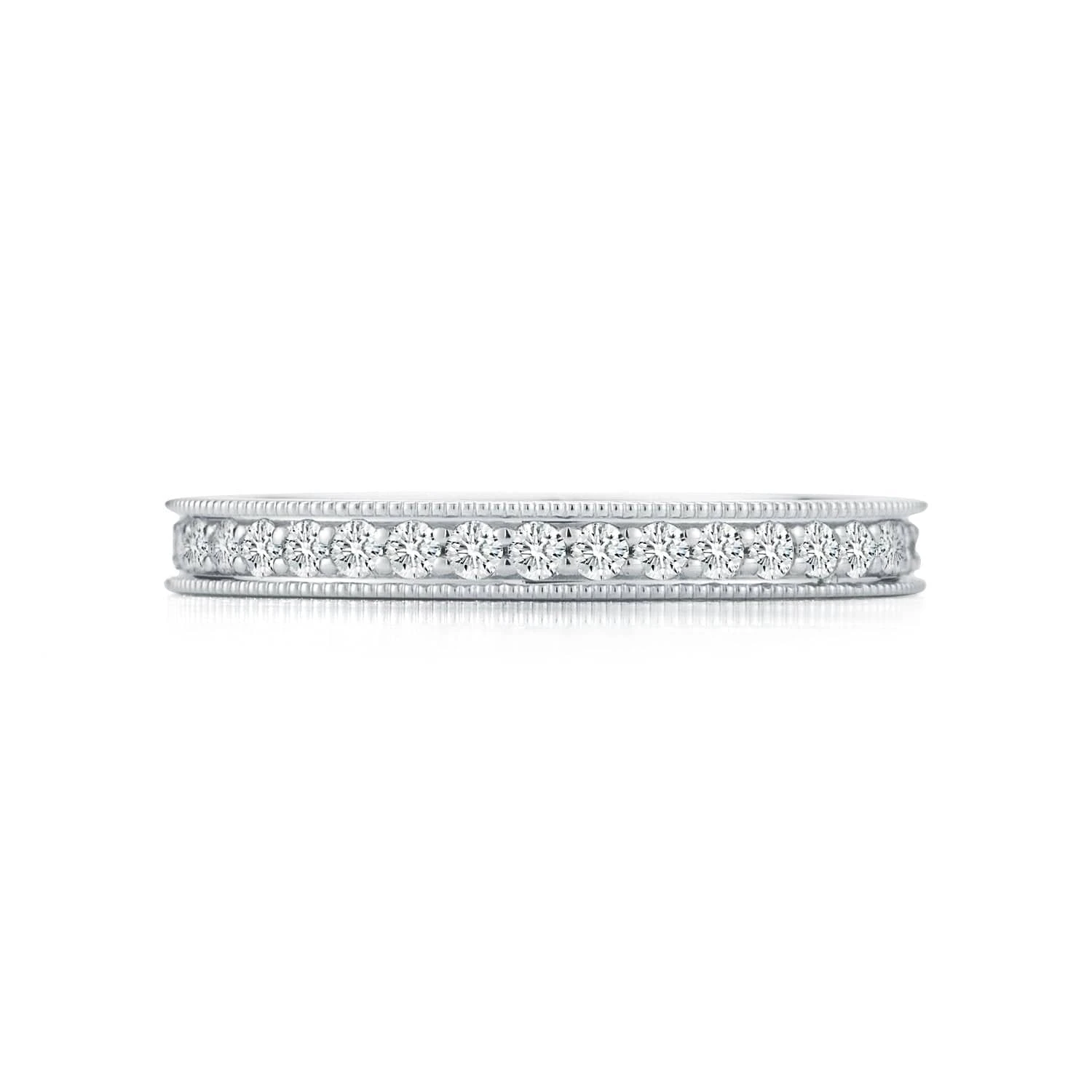 Platinum Shared Prong With Beaded Edges Diamond Band 3 Platinum Shared Prong With Beaded Edges Diamond Band
