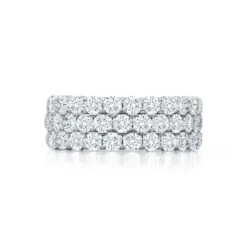 18K White Gold 3 Row Diamond Band