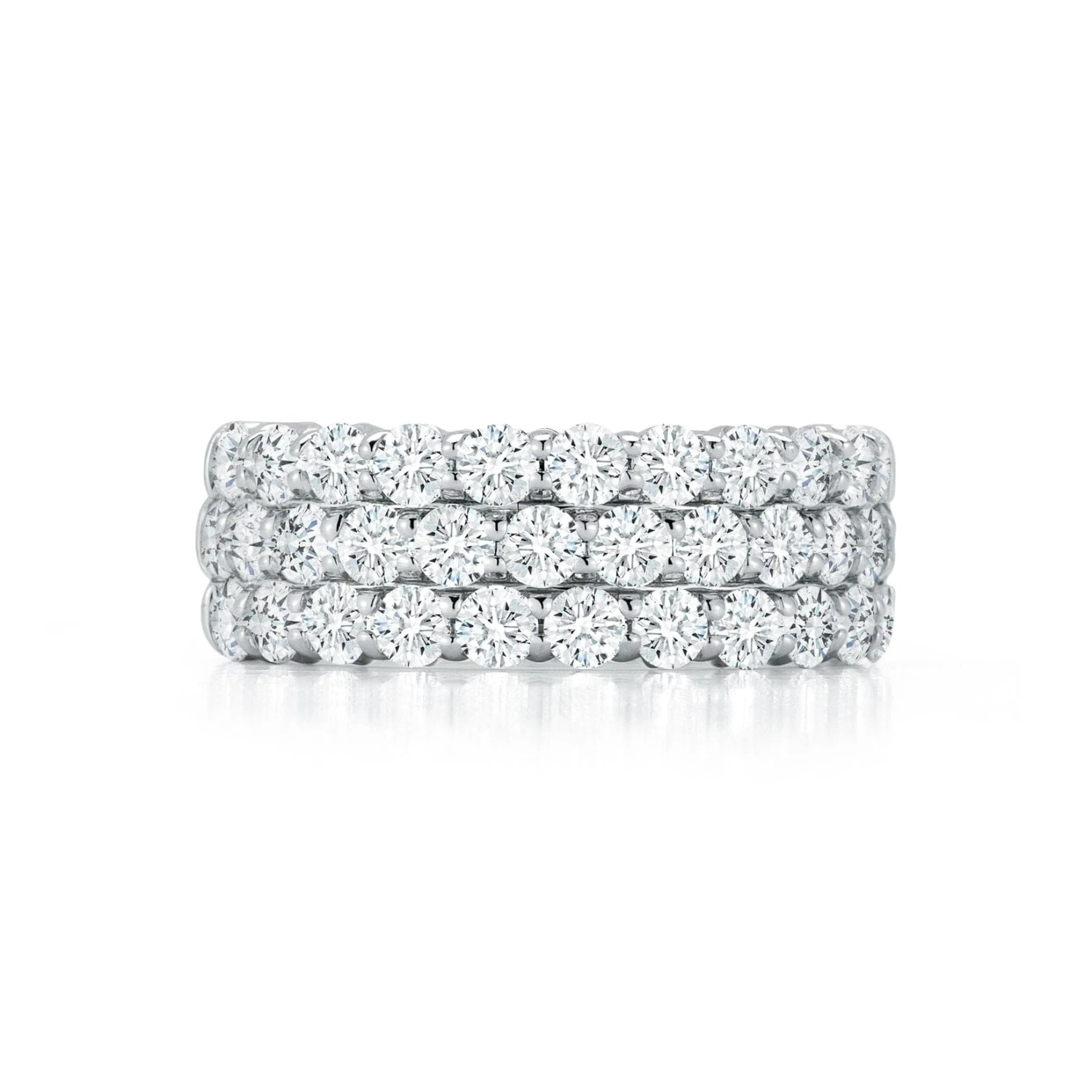18K White Gold 3 Row Diamond Band 3 18K White Gold 3 Row Diamond Band