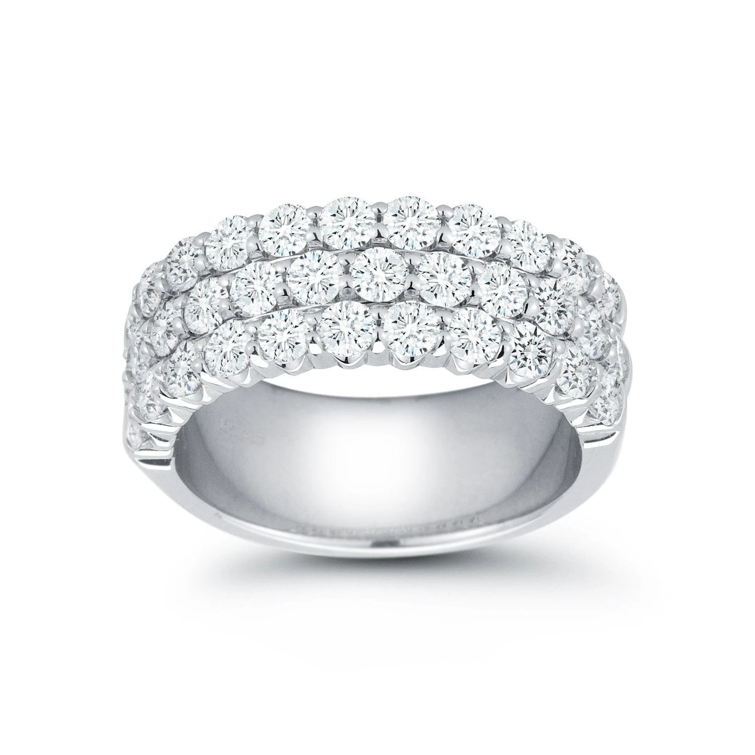 18K White Gold 3 Row Diamond Band 4 18K White Gold 3 Row Diamond Band - Image 2