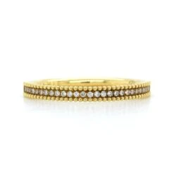 18K Yellow Gold Round Beaded Edge Wedding Band