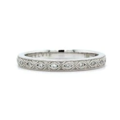 18K White Gold Vintage Inspired Milgrain Wedding Band
