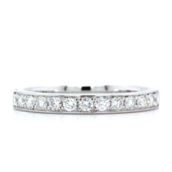 18K White Gold Bead Set Diamond Band