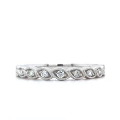 18K White Gold Milgrain Diamond Band