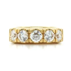 18K Yellow Gold 5 Stone Diamond Band