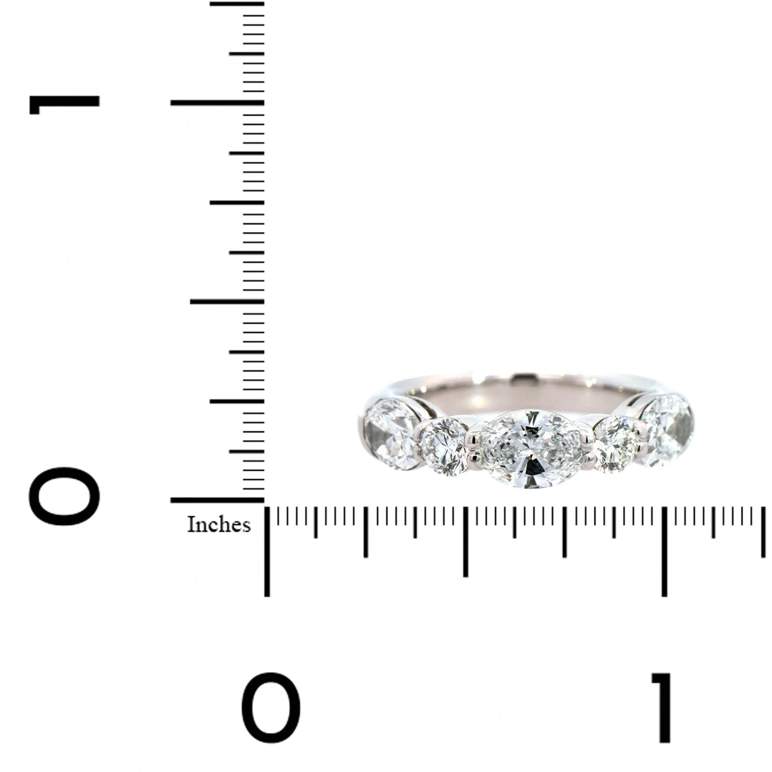 Platinum Shared Prong Alternating Round And Oval Diamond Band 6 Platinum Shared Prong Alternating Round And Oval Diamond Band - Image 4