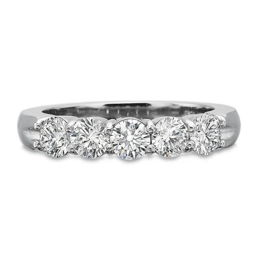 Platinum Prong Set 5 Stone Diamond Band 3 Platinum Prong Set 5 Stone Diamond Band