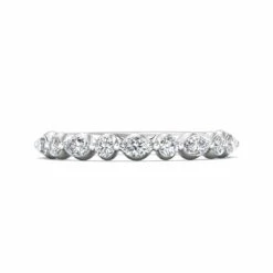Platinum Single Prong Diamond Band With Alternating Round & Marquise Diamonds
