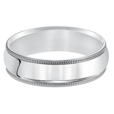 14K White Gold Comfort Fit Milgrain Band 4mm 3 14K White Gold Comfort Fit Milgrain Band 4mm