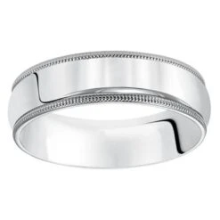 14K White Gold Comfort Fit Milgrain Band 4mm 7 14K White Gold Comfort Fit Milgrain Band 4mm -Luxe Rings Shop MIRW4010c