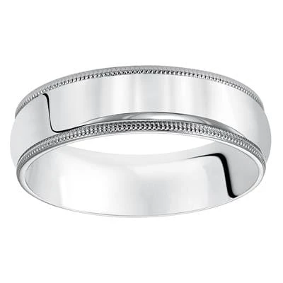 14K White Gold Comfort Fit Milgrain Band 4mm 5 14K White Gold Comfort Fit Milgrain Band 4mm - Image 3