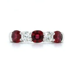 Platinum Diamond And Ruby Shared Prong Band -Luxe Rings Shop RDRB0047A 3b8c8003 4960 4de8 9b33 af484ddc18de