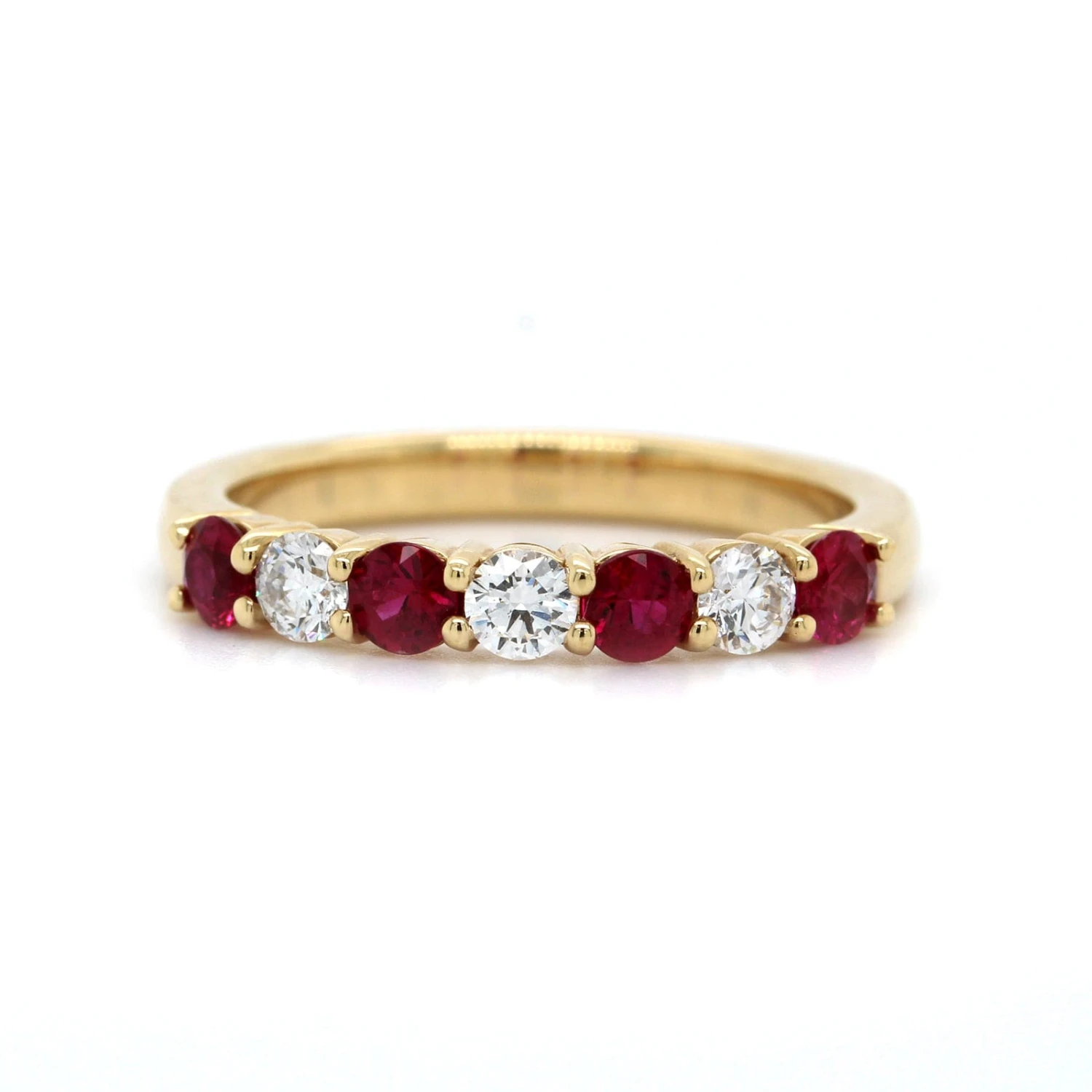 18K Yellow Gold Alternating Diamond And Ruby Band 3 18K Yellow Gold Alternating Diamond And Ruby Band