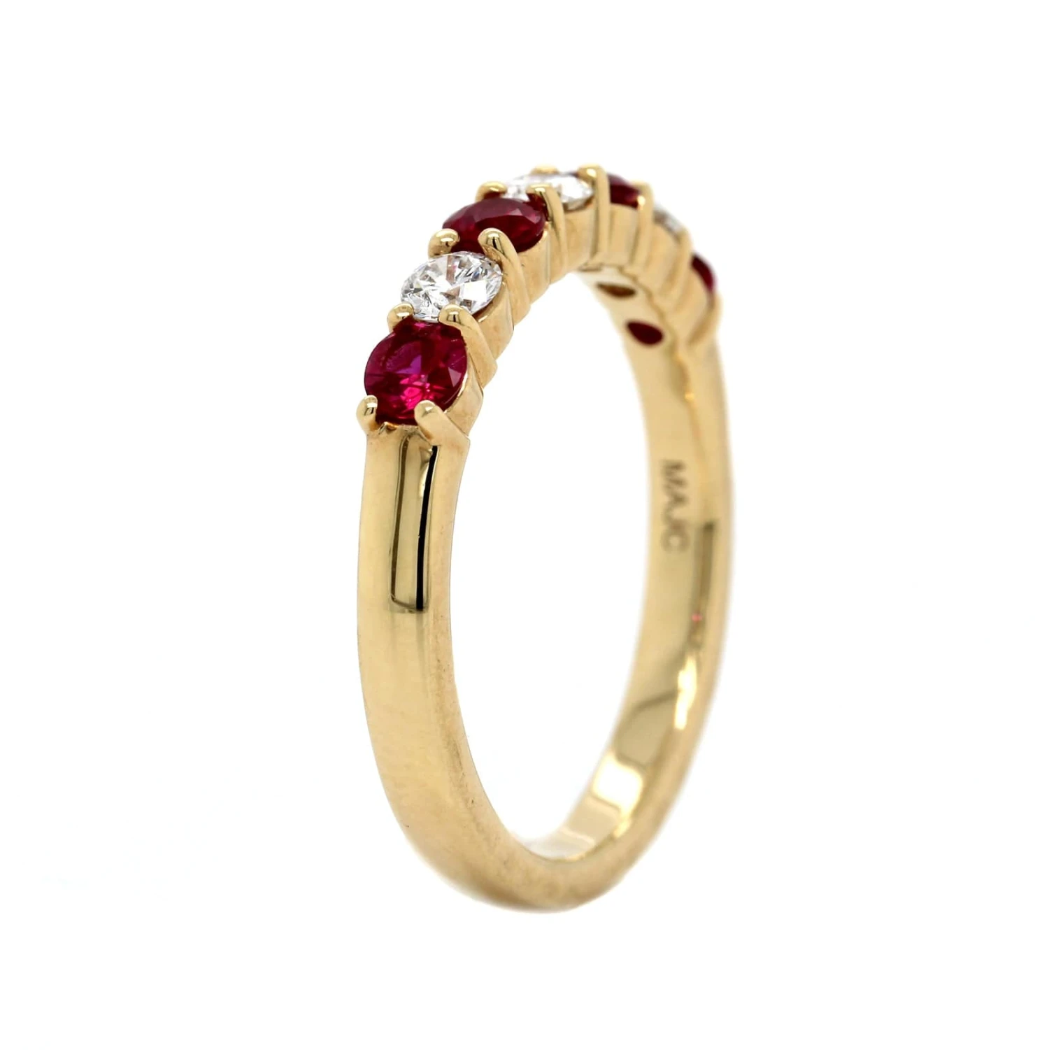 18K Yellow Gold Alternating Diamond And Ruby Band 4 18K Yellow Gold Alternating Diamond And Ruby Band - Image 2