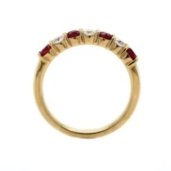 18K Yellow Gold Alternating Diamond And Ruby Band 9 18K Yellow Gold Alternating Diamond And Ruby Band -Luxe Rings Shop RDRB0052C