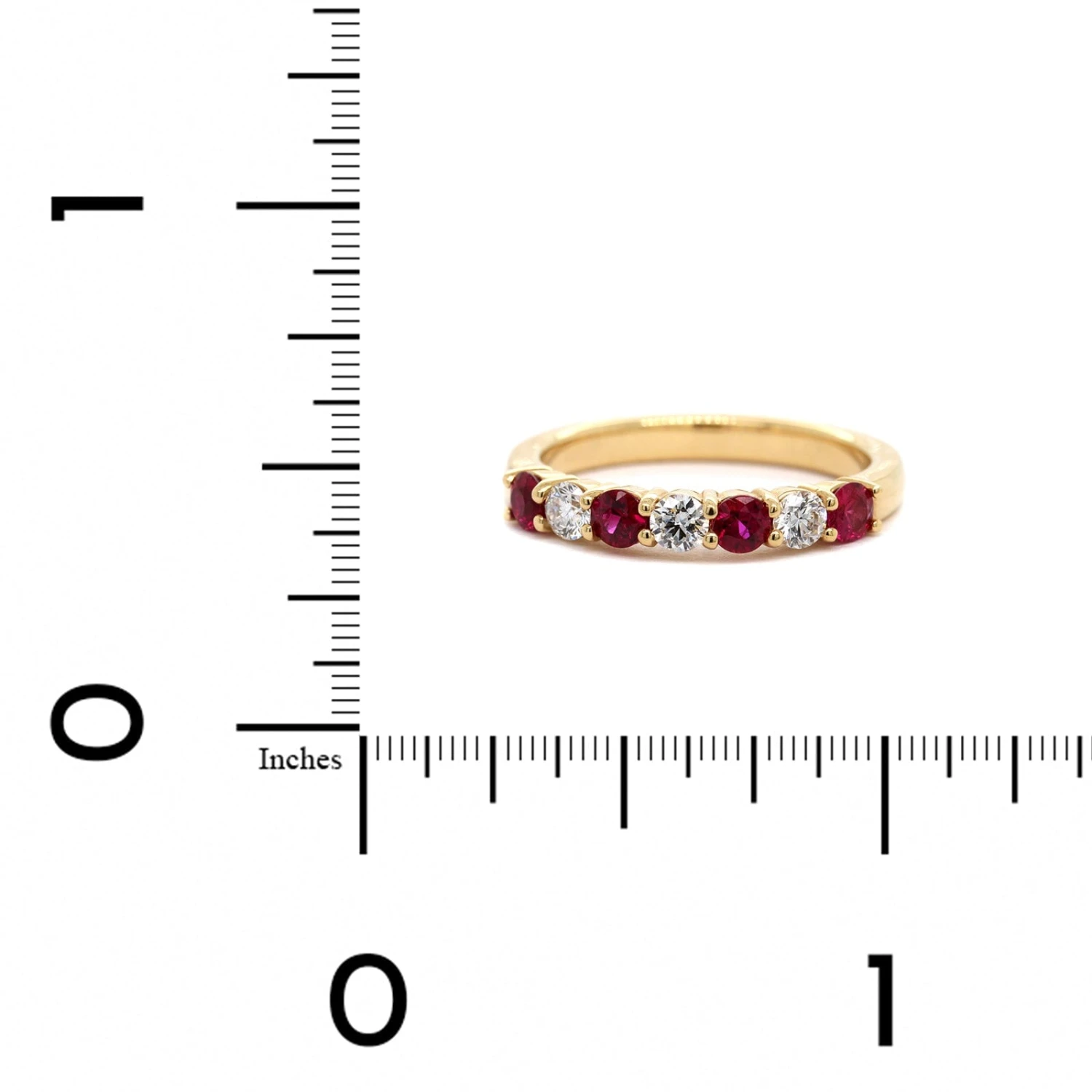 18K Yellow Gold Alternating Diamond And Ruby Band 6 18K Yellow Gold Alternating Diamond And Ruby Band - Image 4