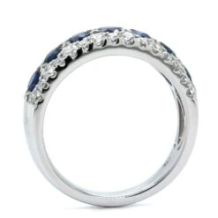 14K White Gold Sapphire And Diamond Band -Luxe Rings Shop SDRB0113C