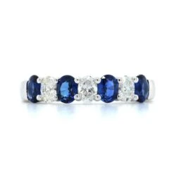 18K White Gold Oval Diamond And Sapphire Shared Prong Band -Luxe Rings Shop SDRB0136A 6ed4db04 29db 44b9 a6e6 b8053800e24e