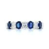 18K White Gold Oval Diamond And Sapphire Shared Prong Band -Luxe Rings Shop SDRB0136A c3294e81 872d 4fb0 864e e052c013e274
