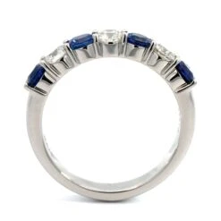 Platinum Round Cut Sapphire And Diamond Shared Prong Band 9 Platinum Round Cut Sapphire And Diamond Shared Prong Band -Luxe Rings Shop SDRB0145C