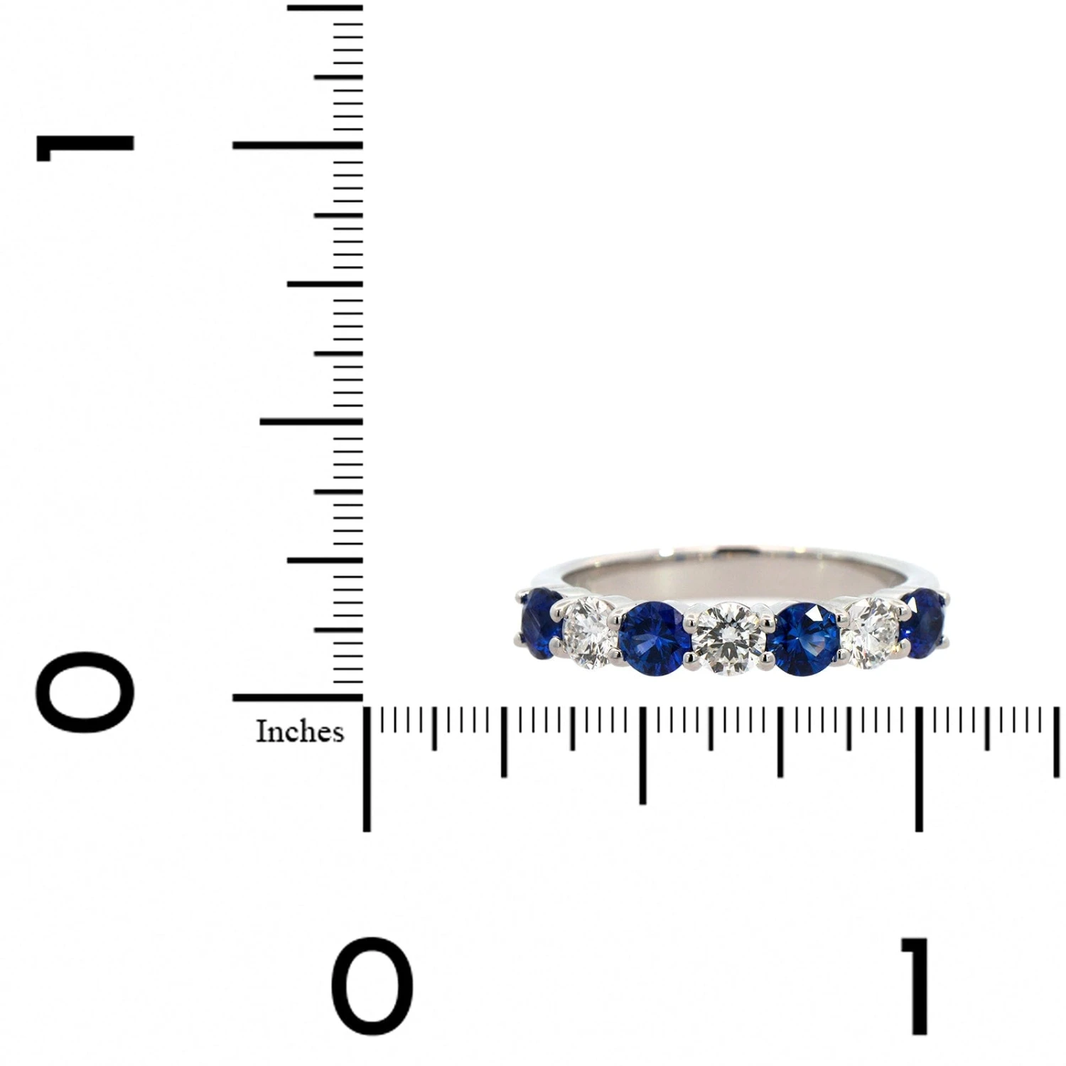 Platinum Round Cut Sapphire And Diamond Shared Prong Band 6 Platinum Round Cut Sapphire And Diamond Shared Prong Band - Image 4