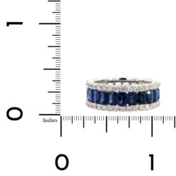 18K White Gold Prongset Set Diamond And Sapphire Eternity Band -Luxe Rings Shop SDRB0148E