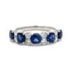 18K White Gold Cushion Sapphire And Round Diamond Band -Luxe Rings Shop SDRB0149A