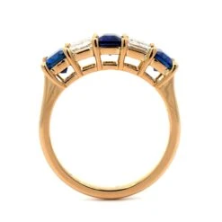 18K Yellow Gold 5 Stone Sapphire And Diamond Band -Luxe Rings Shop SDRB0152C