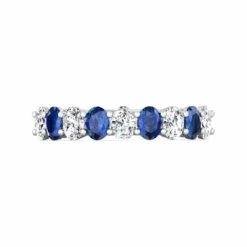 Platinum Shared Prong Sapphire & Diamond Band