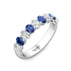Platinum Shared Prong Sapphire & Diamond Band -Luxe Rings Shop SDRBS0002E f141fa7d 9a8f 4c59 a6df c61f495d4fc1
