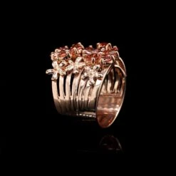 Sonia B. 14K Rose Gold Estate Morganite And Diamond Flower Ring -Luxe Rings Shop Sonia B. 14K Rose Gold Estate Morganite and Diamond Flower Ring Gold Side ESRG9510