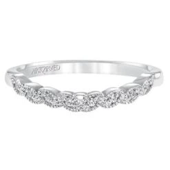 18K White Gold Bead Set Curve Diamond Band